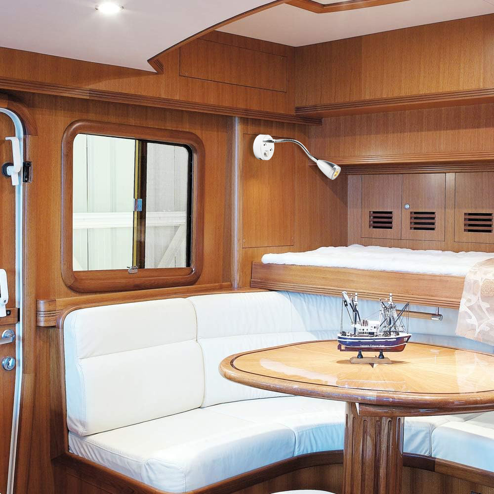 RV LED Leseleuchte DC10-30V Smart Touch Dimmbare Flexible Schwanenhals Wandleuchte für Wohnmobil Yacht Kabine mit USB-Ladeanschluss