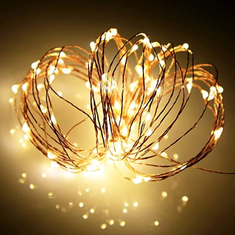 Kerstverlichting Batterij-aangedreven Bruiloft Middelpunt Tafeldecoraties Feest Kerst Koperdraad Lichtslingers Werkt op batterijen