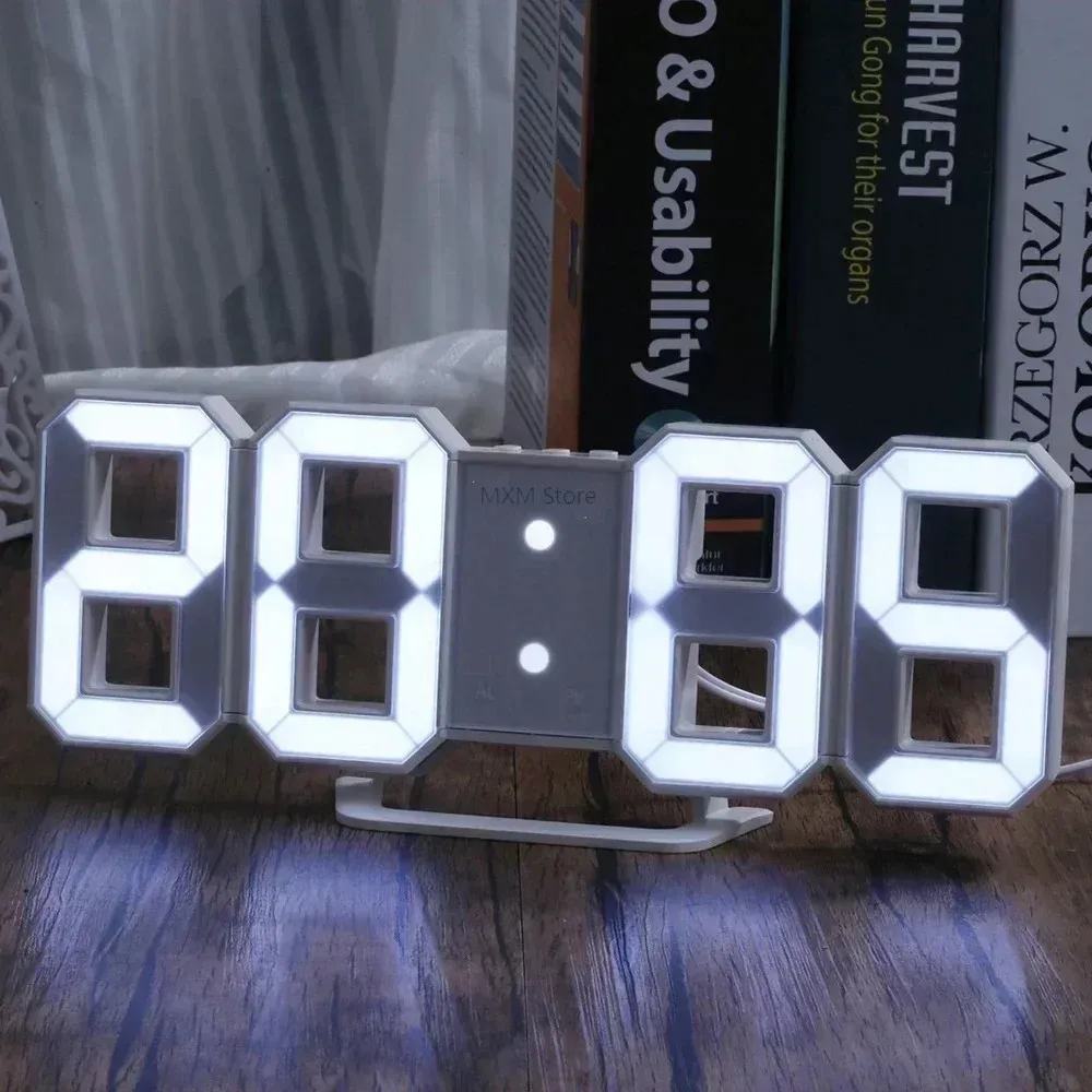 Reloj Digital LED 3D de 7 colores, reloj de pared luminoso a la moda, reloj electrónico creativo multifuncional, decoración del hogar