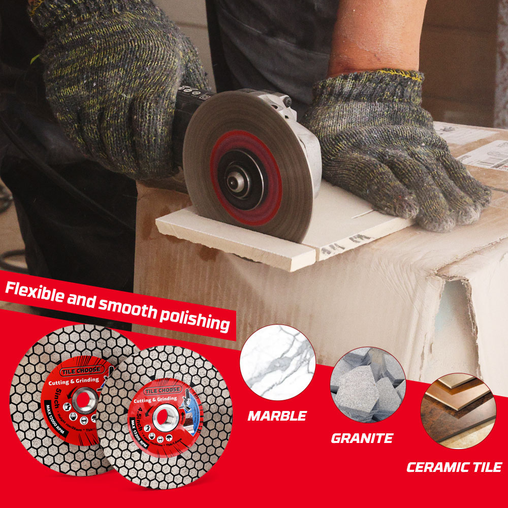 Roda de disco de corte de diamante casaverde d115mm/125mm, lâmina de moagem de porcelana com flange removível para corte de pedra de moagem