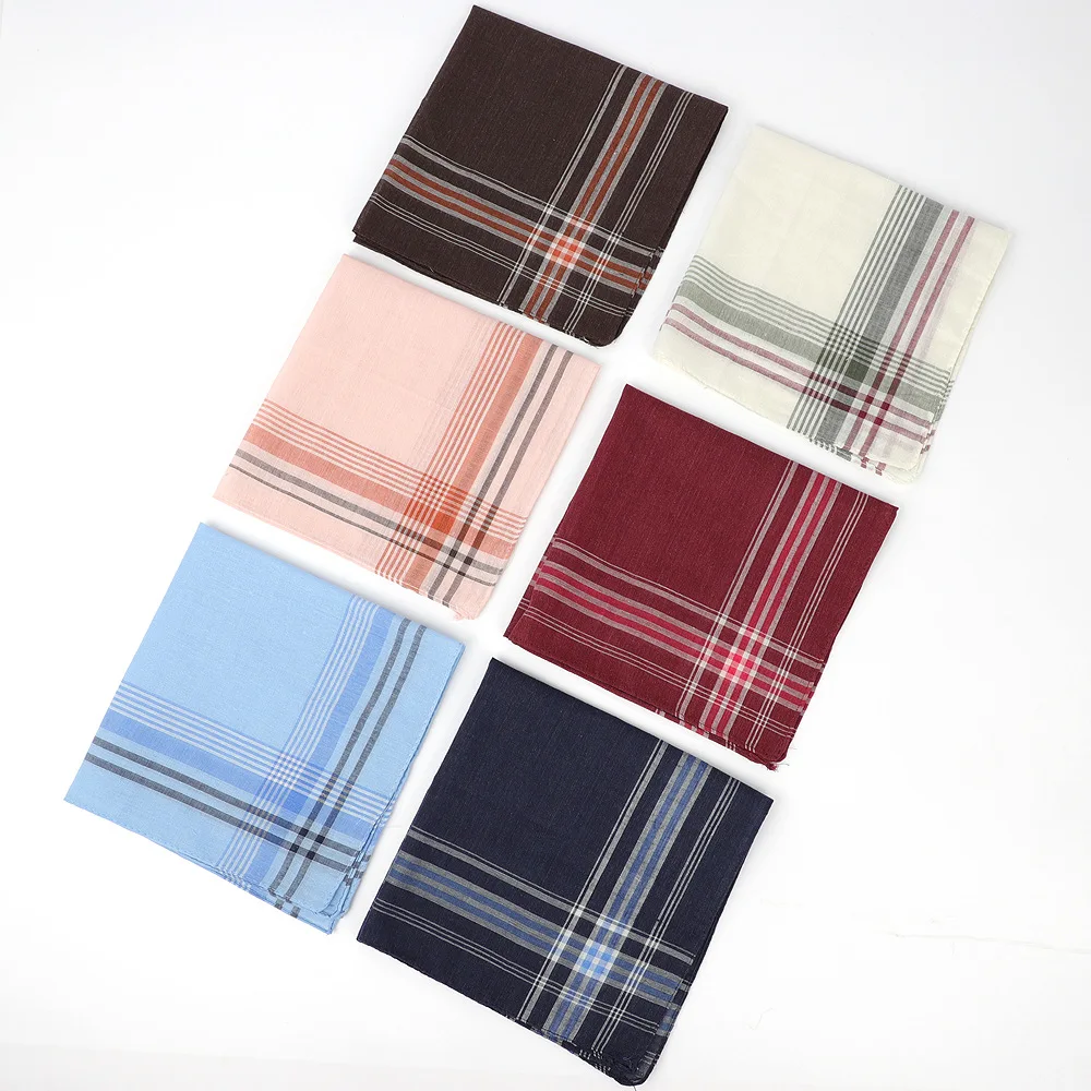 6 Stück Herren-Taschentuch, gemischt, kariert, gestreift, Polyester-Baumwolle, Taschentuch, altmodisch, nostalgisch, klassisch, 36 x 36 cm