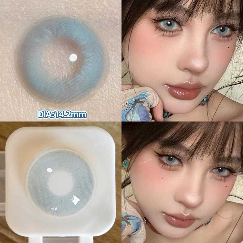 OVOLOOK-2 шт., красивые ученики, натуральные синие линзы, цветные контактные линзы по рецепту для глаз, близорукость, цветные линзы для глаз, фиолетовые линзы