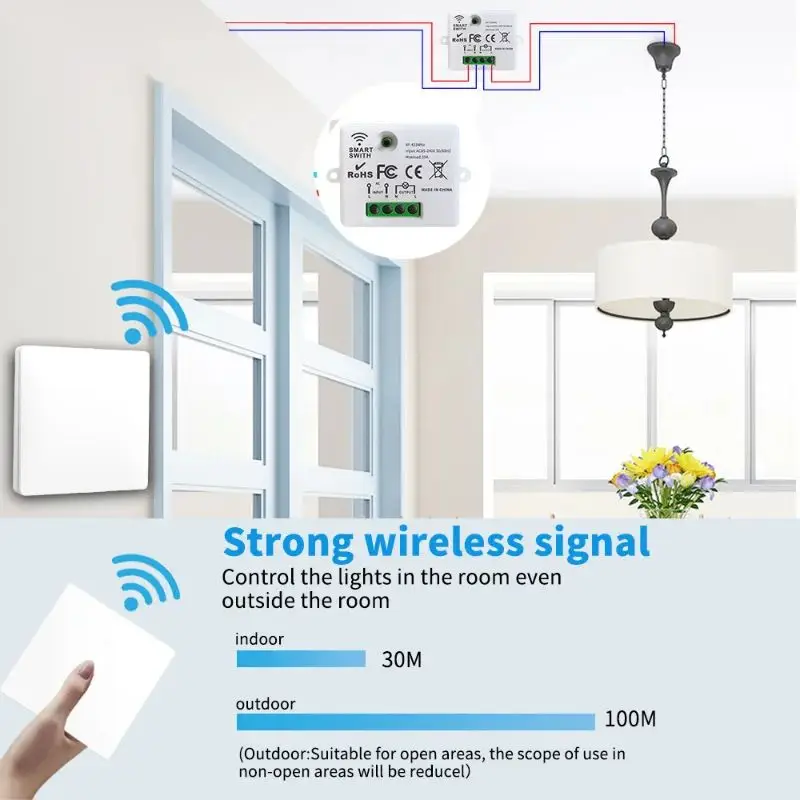 スマートwifiスイッチ照明用16a rf433mhzワイヤレスアプリ音声制御スマートホームスマートライフワークGoogleホーム