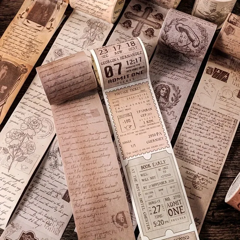 1 ม้วน Vintage บทกวีตั๋วตัวอักษรพืช Washi เทปกาวตกแต่งเทป Decora Diy Scrapbooking สติกเกอร์ป้าย