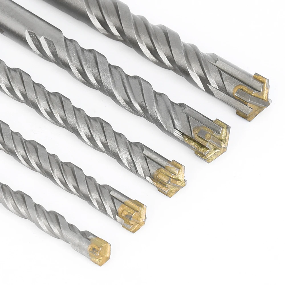 SDS Plus Drill Bit Set 7 Pieces, Concrete Drill Bit 110mm(Diameter4, 5, 6, 7, 8, 10,12mm), Hammer Drill Bit with 4 Cutting Edges