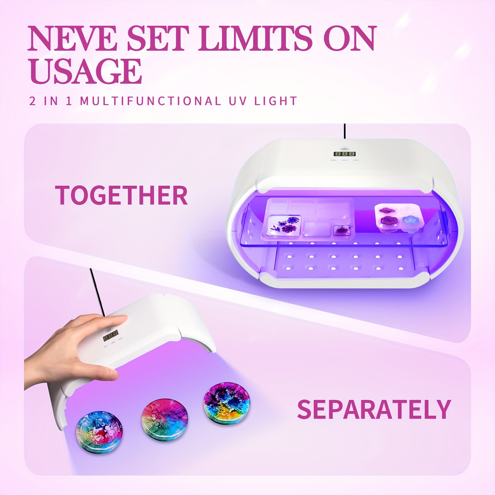 Double Sided UV Lamp for Resin Curing US Plug Foldable Portable Fast Curing UV Resin Lamp for Resin Mold DIY Decorative Jewelry