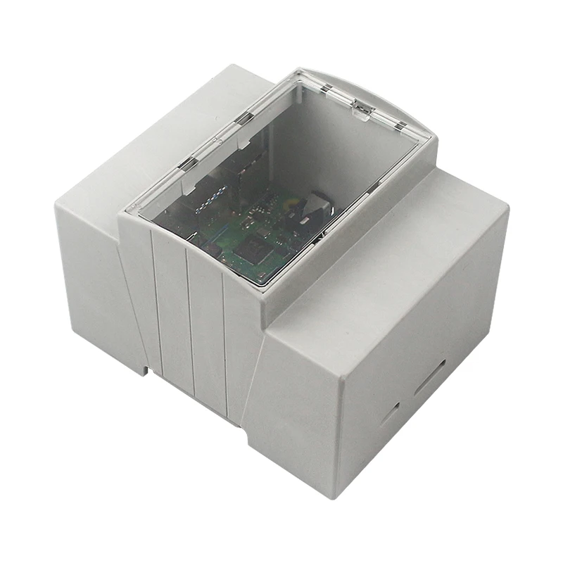Raspberry Pi 5 4 3 ABS-Gehäuse, Elektrokasten, DIN-Schiene, modulares Gehäuse, optionaler Aluminium-Kühlkörper-Lüfter für Pi 4/3B+/3B