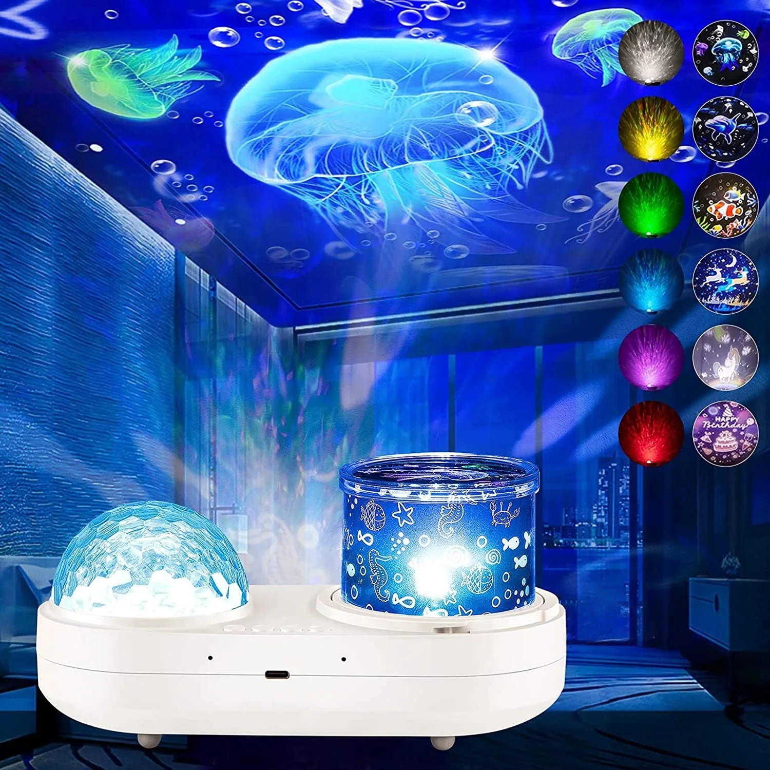 Proyector de luz oceánica para dormitorio, Led, estrella, galaxia, cielo, onda, Color giratorio, proyección de pared subacuática, lámpara 3D, estéreo, regalos para niños