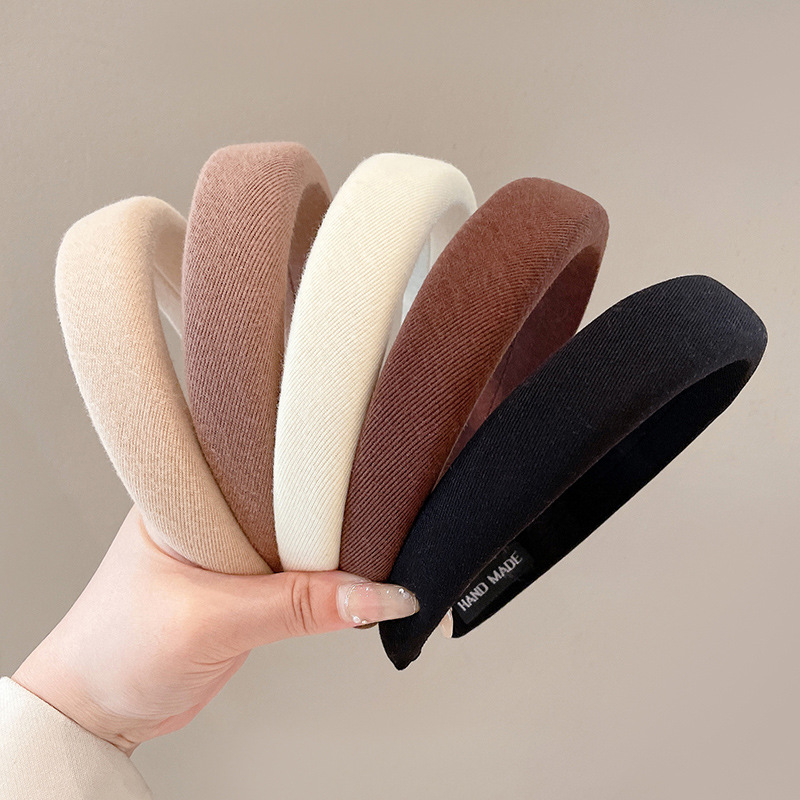 ที่คาดผมแฟชั่นสีทึบที่ Bando elastis วินเทจของเด็กผู้หญิงฟองน้ำที่คาดผมเครื่องประดับผมเกาหลีสำหรับผู้หญิง