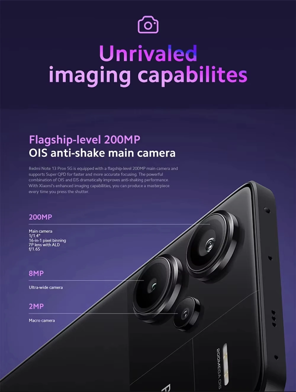 Versión Global Xiaomi Redmi Note 13 Pro Plus 5G MediaTek Dimensity 7200-Ultra 200MP OIS Cámara 5000mAh 120W NFC IP68 Impermeable