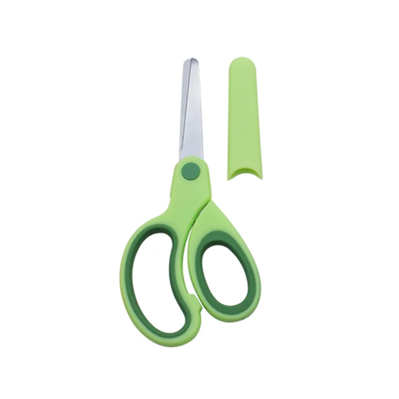 1 Uds. Tijeras de seguridad para niños, estudiantes, papel DIY, tijeras para zurdos, tijeras con manga, herramienta de corte, papelería