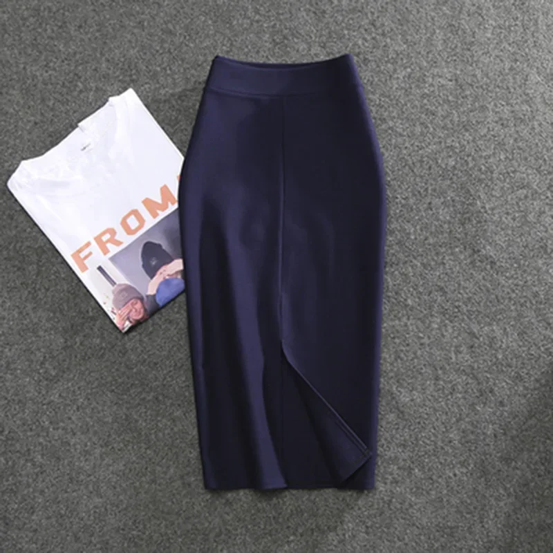 2025 nuevas Faldas de tubo para mujer, Faldas lisas de cintura alta ajustadas para chica, faldas de tubo sexis elásticas para oficina de verano para mujer PL211