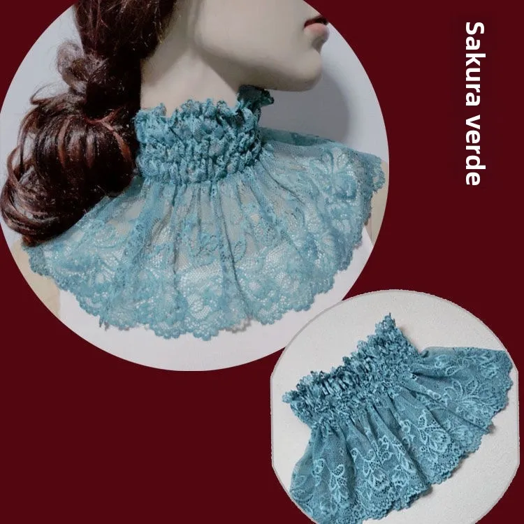 Gola de Renda Fina Versátil para Mulheres, Cobertura Elástica para o Pescoço, Moda Primavera Outono Inverno, Estilo Coreano, ...