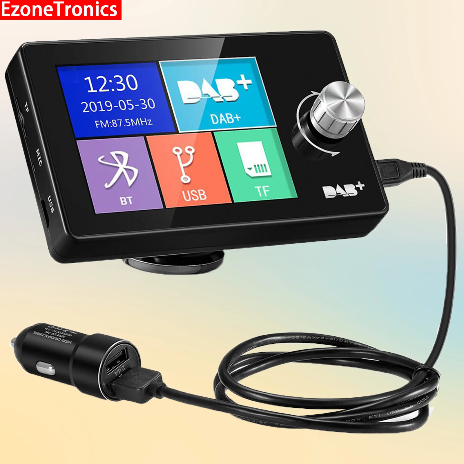 Ezonetronics DAB + Radio DAB + Receptor sintonizador portátil de radio digital con antena Dongle USB para la mayoría de los radios estéreo de coche Android