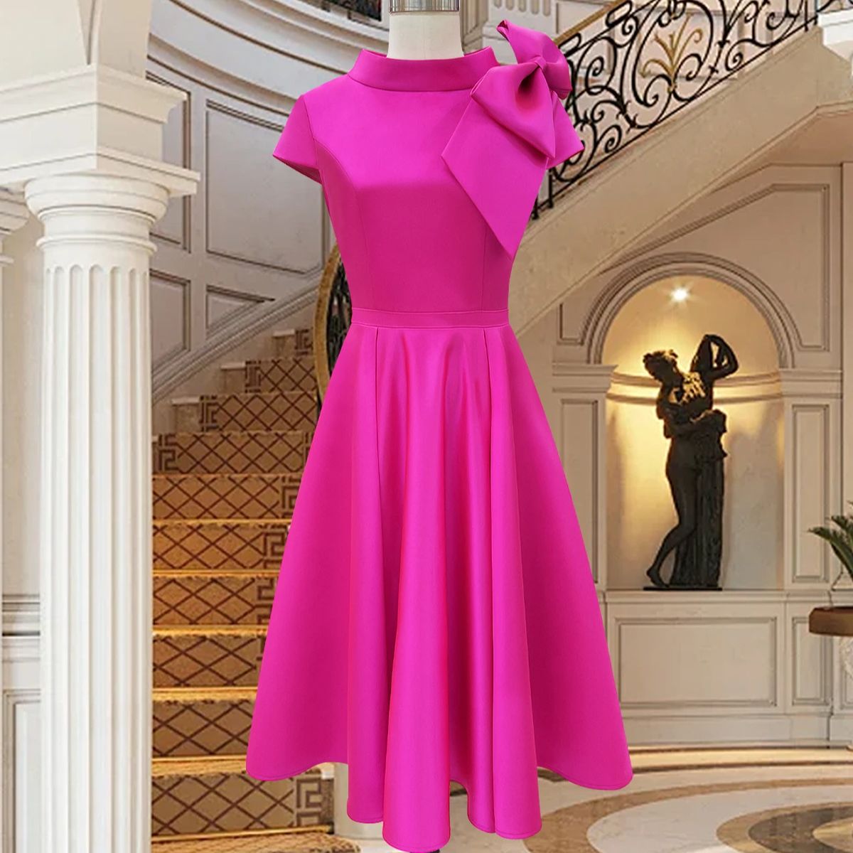 Alfaiate vestidos para mãe de noiva, roupa para mãe, vestido de festa plus size, cor doce rosa, vestido para ocasião, vestido com laço