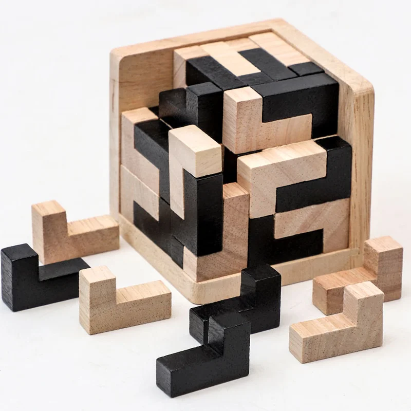 3D Cube ปริศนา Luban Interlocking CreativeEducational ของเล่นไม้สมอง lQ Mind EarlyLearning เกมของขวัญเด็ก Letter 54L