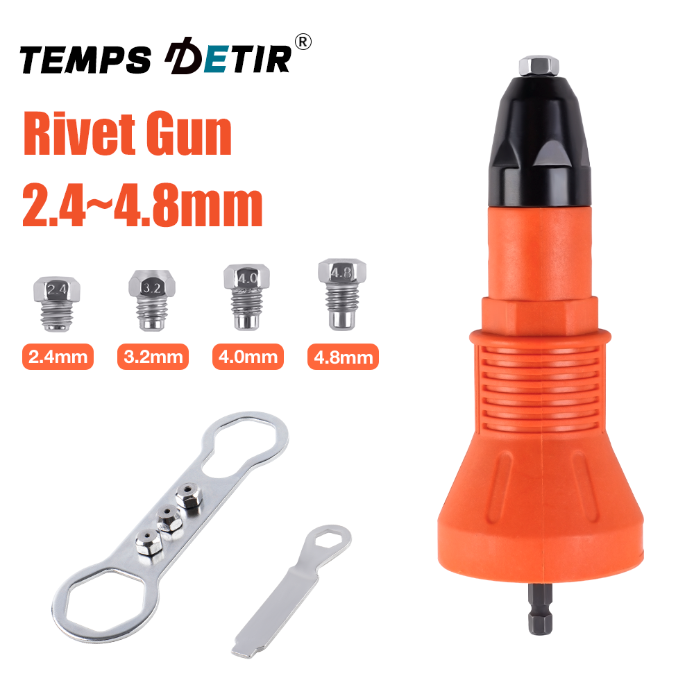 Adaptateur de pistolet à riveter électrique, machine à riveter 2,4 mm 3,2 mm 4,0 mm 4,8 mm, pistolet à riveter sans fil domestique, outil de rivetage rapide d'insertion de rivet DIY, pistolet à riveter à traction