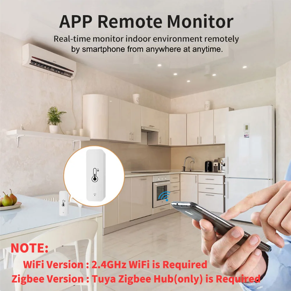 Tuya Zigbee WiFi Temperature Humidity Sensor APP Remote Monitor For Smart Home var SmartLife WorkWith Alexa Google Assistant