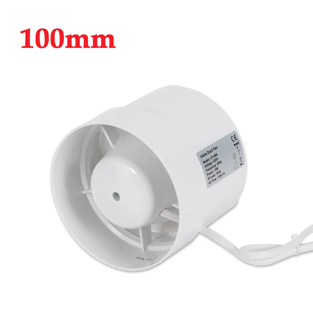 100 mm ABS-Kunststoffrohrventilator, Rohreinfügung, Abluftventilator, leise, 2400 U/min, für Luftabsaugung in Büros, Toiletten, Küche, Badezimmer