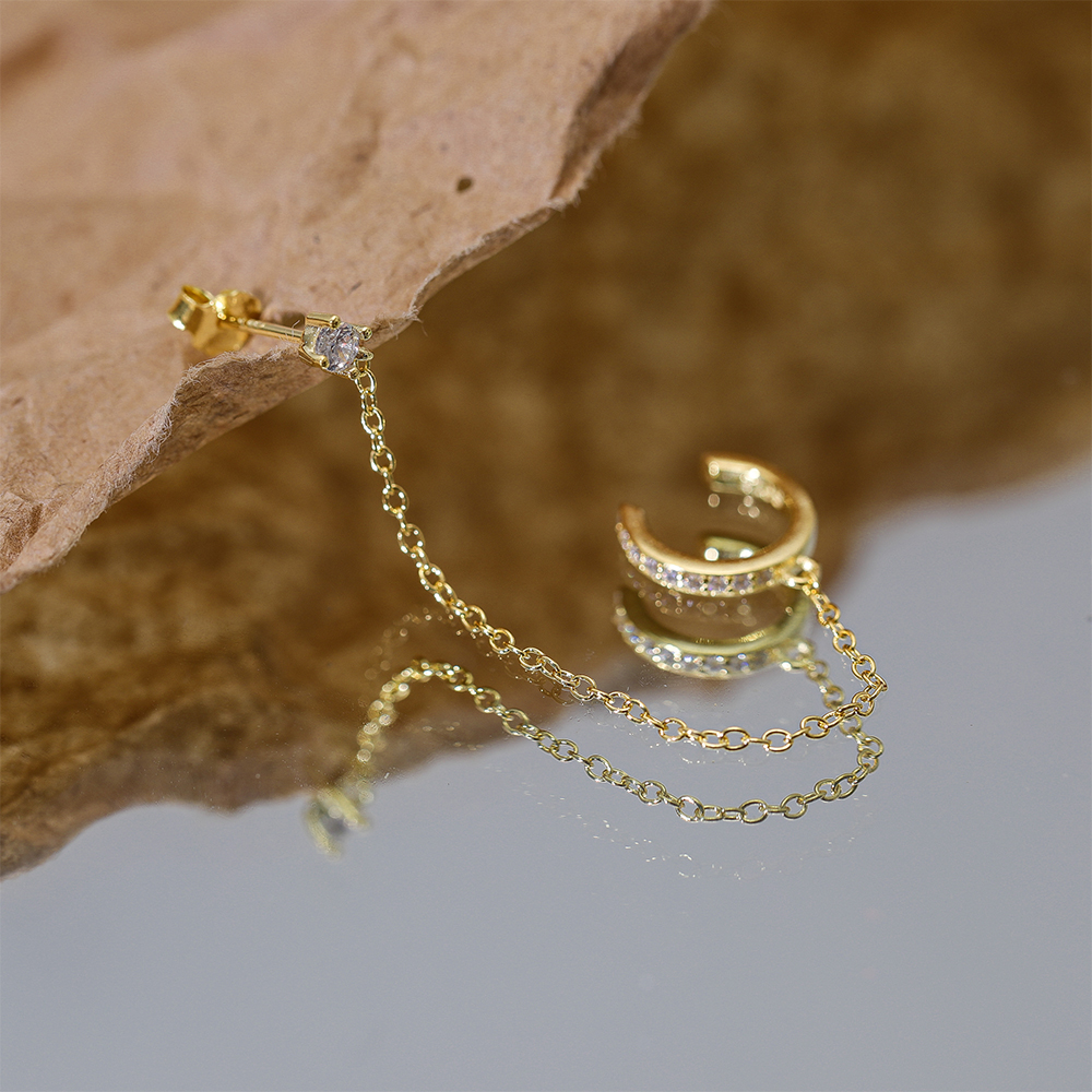 1 шт., серебряные серьги-клипсы с цирконом