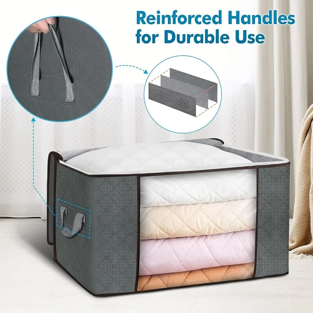 Saco de armazenamento de colcha grande capacidade umidade em movimento guarda-roupa caixa de armazenamento gavetas para roupas dobrável saco suporte cabide pendurar grandes sacos