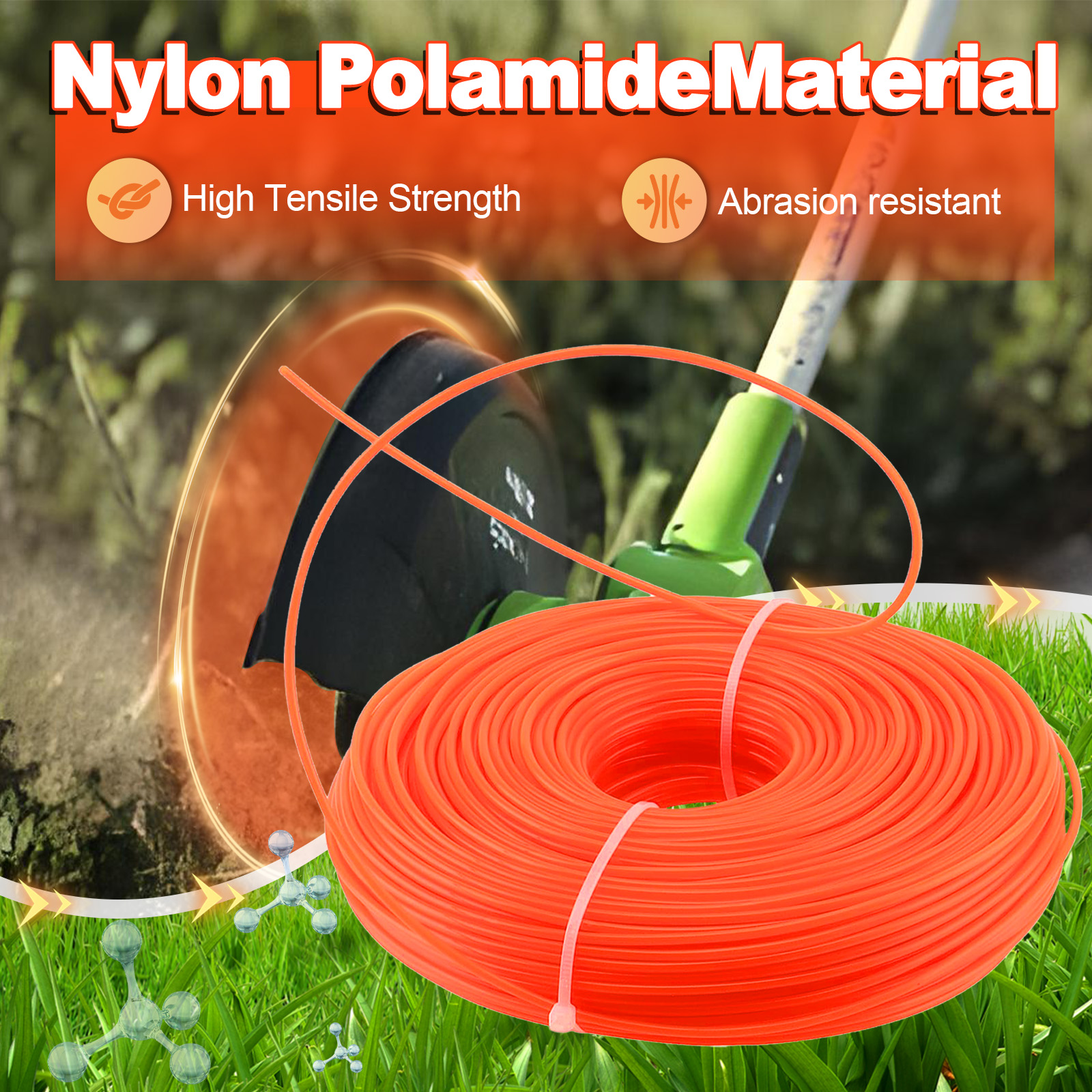 1.6mm ~ 3mm * 15M Rotonda Nylon Trimmer Linea Spazzola Taglio Erba Erba Corda Strimmer Strumento Accessori Rasaerba Filo