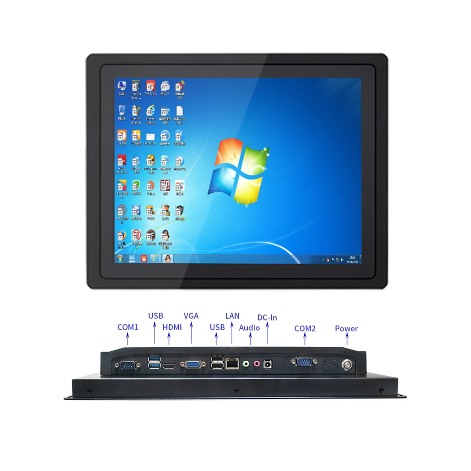Mini ordenador industrial de 10, 12 y 15 pulgadas, panel pc todo en uno con pantalla táctil capacitiva, WiFi incorporado, com win10 pro 1024x768