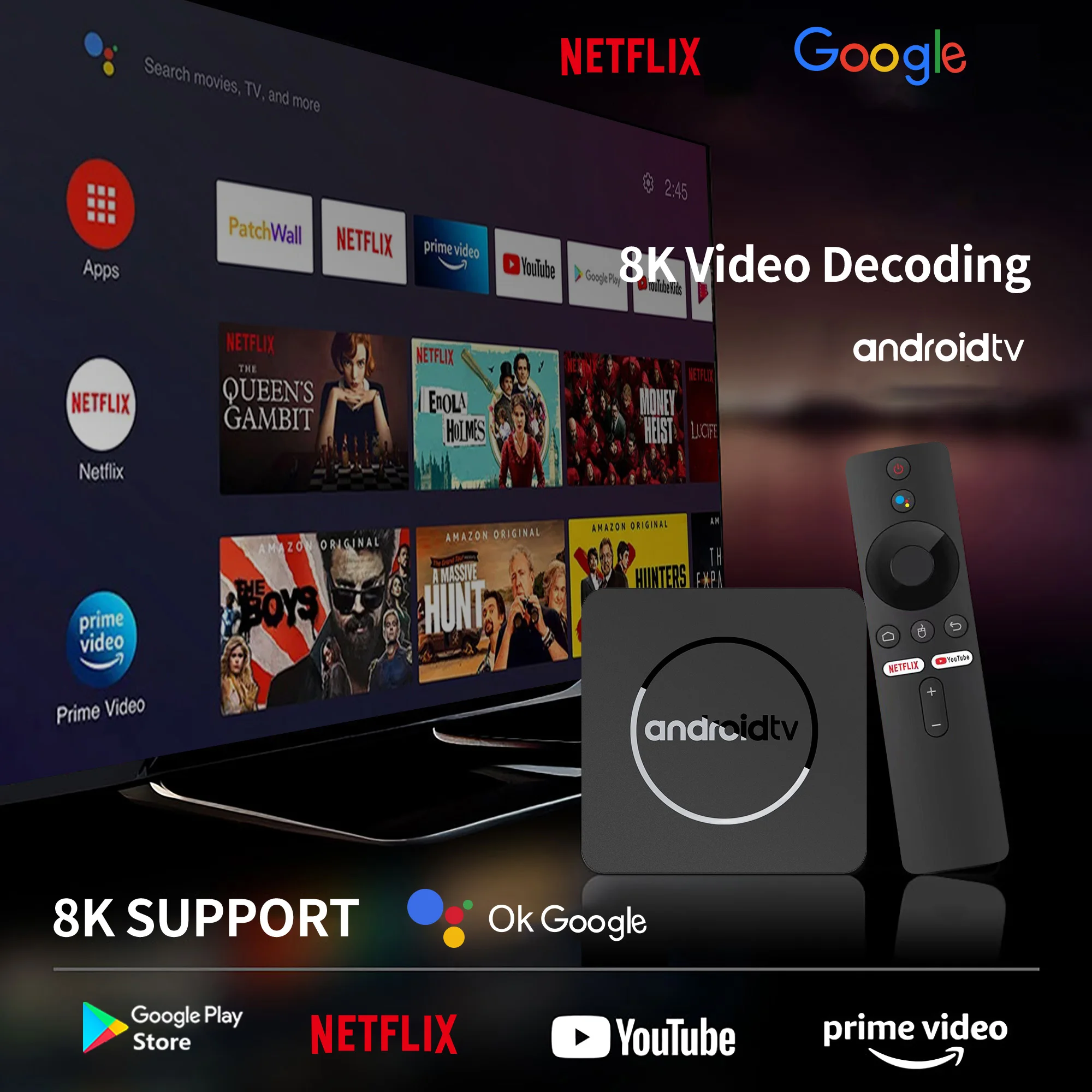 Android 13 4K HDR10+ Smart TV Box Allwinner H313 2GB16GB Dual Wifi BT5.0 Set Top Box Media Player Stereo Surround  Q1 ATV