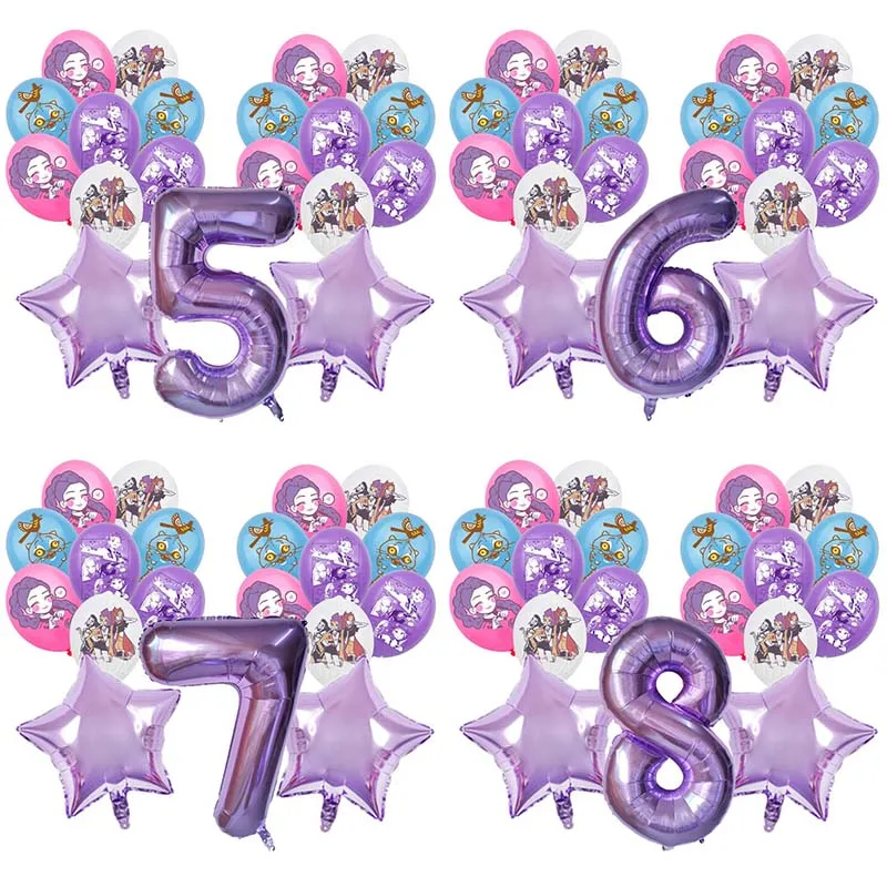 19 stücke Kpop Dämon Jäger Geburtstag Ballon Dekoration Set Musik Mädchen Anzahl Aluminium Ballons Kinder Party Liefert Geschenk Bevorzugung Dekor