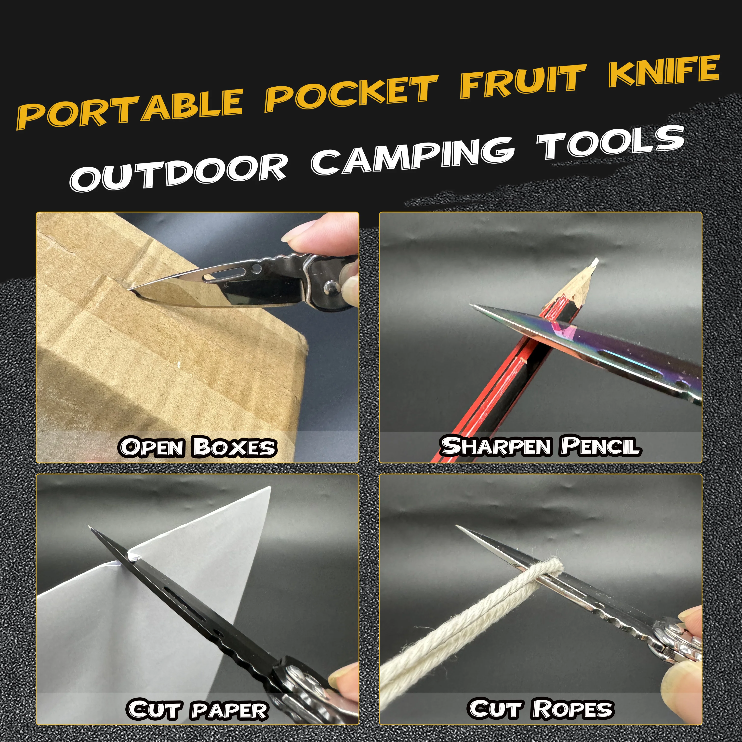 Coltello da frutta pieghevole, portachiavi in acciaio inossidabile, coltello multiuso portatile per frutta e verdura da campeggio all'aperto