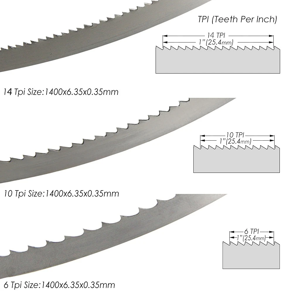 1/2/3 Uds para Draper Einhell Scheppach HBS20 TPI 6/10/14 hoja de sierra de cinta 1400mm x 6,35mm(1/4 '') x 0,35mm 8'' herramientas de sierra de cinta para carpintería