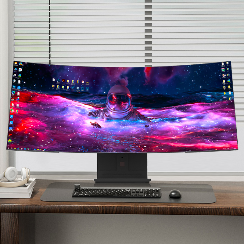 34 inch Curved All In One PC 4K HD Fish Screen All In One Computer16GB RAM Adjustable Office Computer