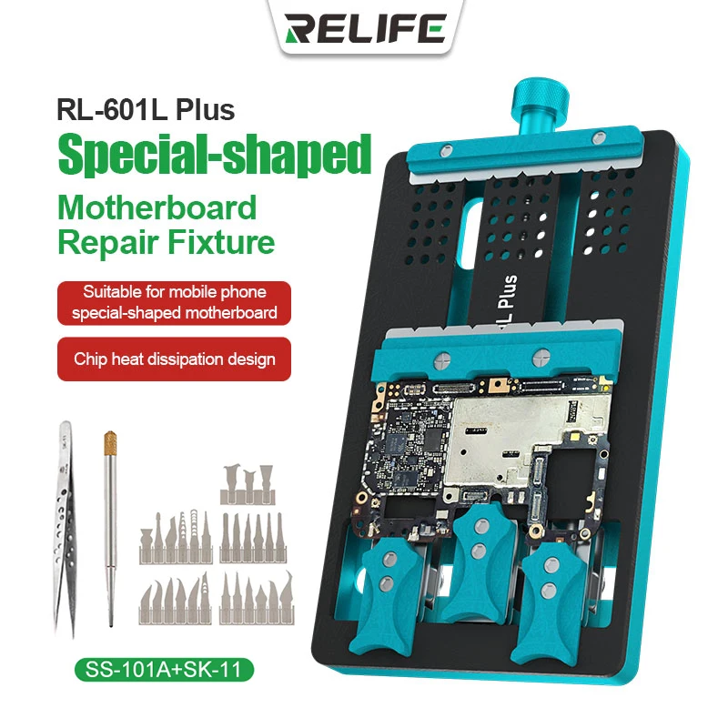 RELIFE RL-601L PLUS Universal doble ranura placa base accesorio teléfono IC Chip BGA PCB placa base plantilla soporte herramientas de reparación
