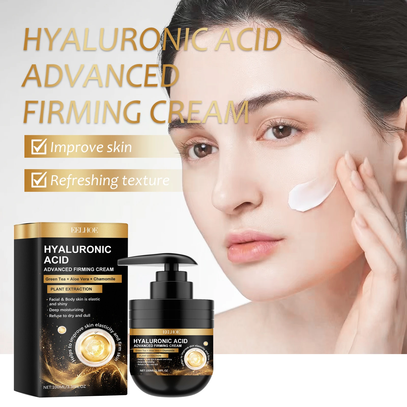Ácido hialurônico endurecimento creme facial hidratante encolher poros anti-inchaço controle de óleo iluminando a pele creme facial cuidados com a pele
