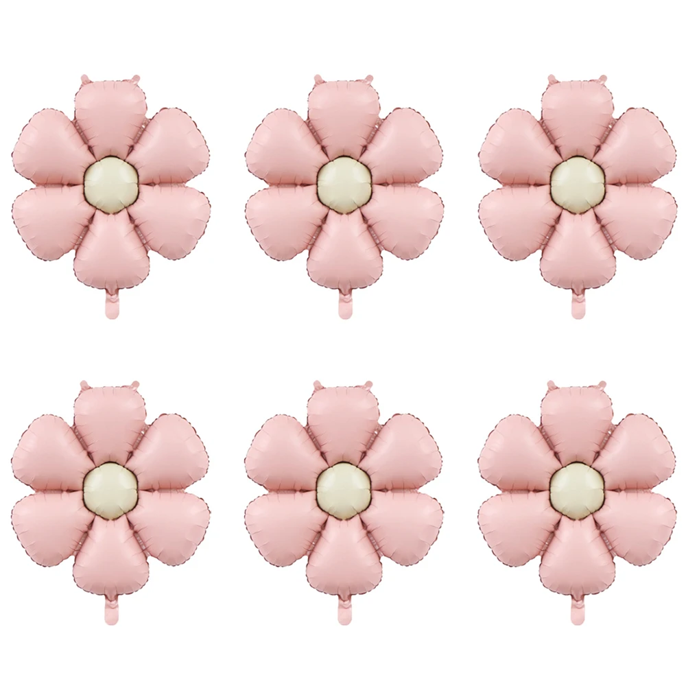 6 ชิ้น/เซ็ต Matt สีชมพู Candy Daisy บอลลูนอลูมิเนียมฟอยล์บอลลูนเจ้าสาววันเกิดงานแต่งงานตกแต่งบอลลูนอุปกรณ์