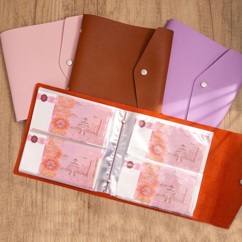 PU Leather Money Savings Challenge Simple Easy Cash Savings Binder Book Clear Portable Envelops Savings Challenges