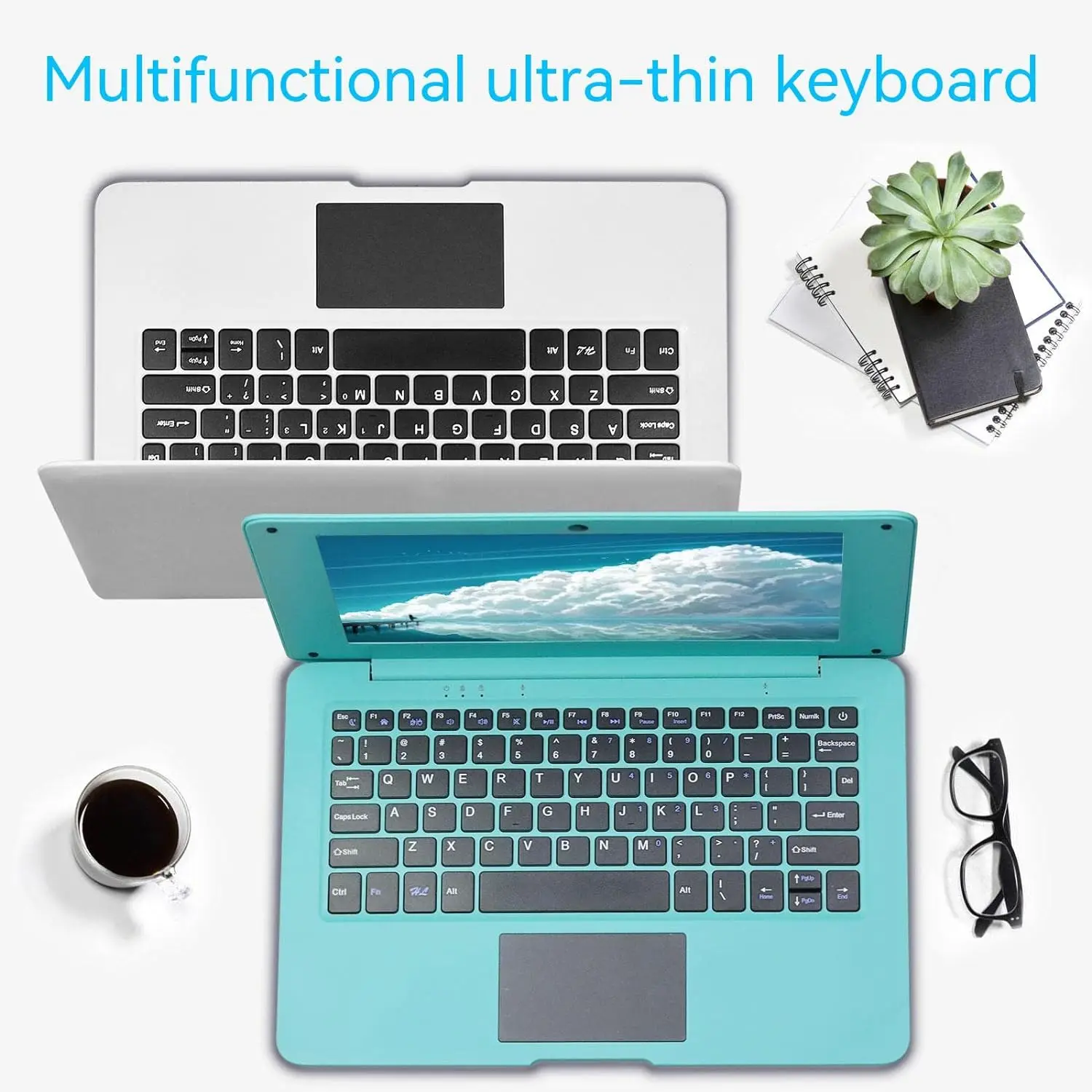 TOPOSH 10.1" Laptop Dual Core Windows 10 Notebook, 8GB RAM 64GB SSD Mini Netbook, Business Office Portable Ultra Thin Computer