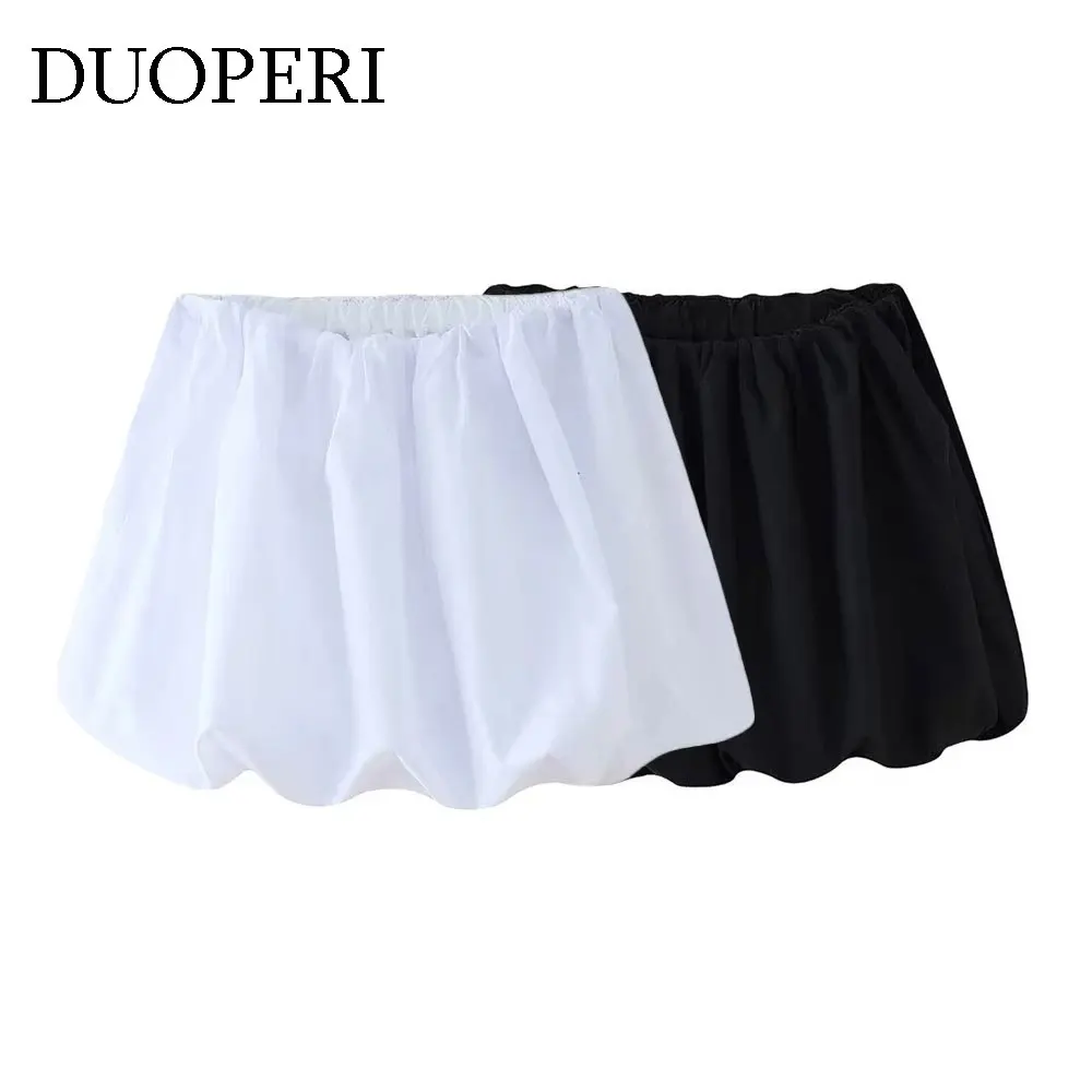 DUOPERI Minigonna a palloncino tinta unita da donna Moda Vita alta elastica Gonna corta Y2K casual da donna chic femminile