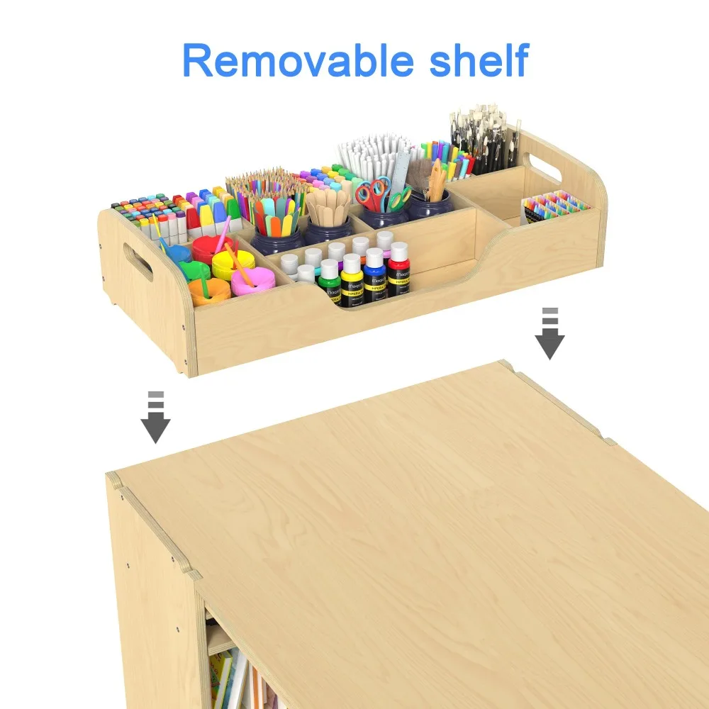 Kids Art Table and Chairs Set Craft Table with Large Storage Desk and Portable Art Supply Organizer for children ages 8-12
