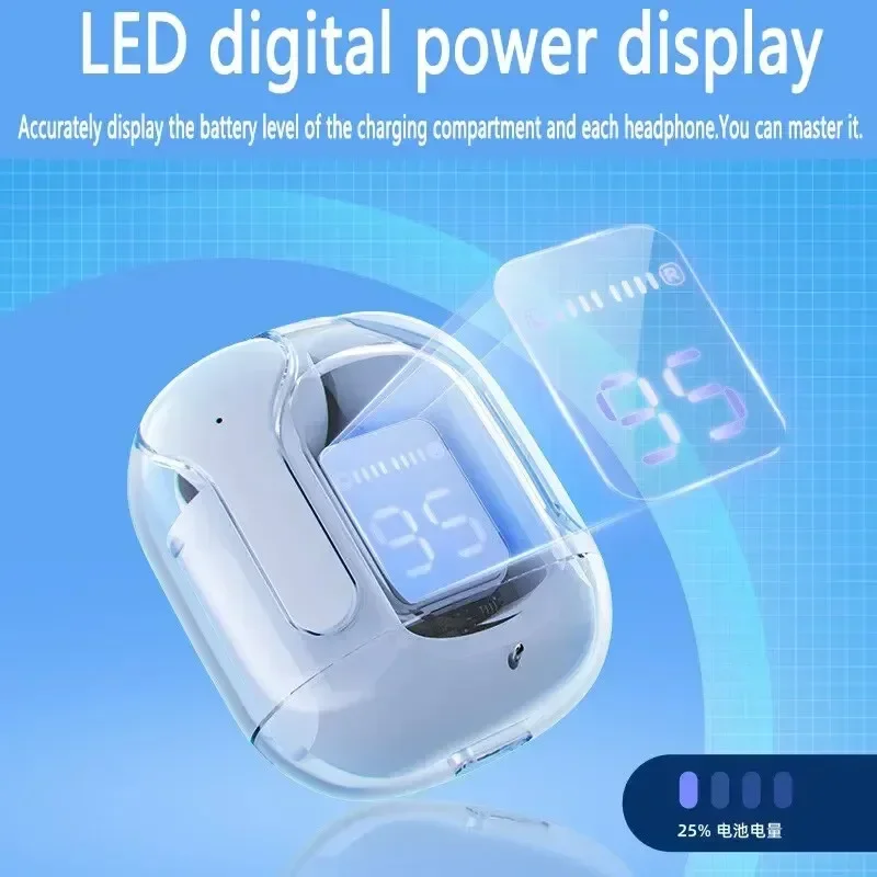 Originele T2 draadloze Bluetooth-oortelefoon Transparante HIFI-hoofdtelefoon LED Power Digitaal display Stereogeluidsoortelefoon voor Xiaomi