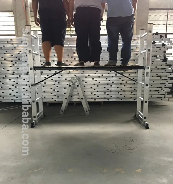 Nova multifuncional diy escada de alumínio 5 vias andaime extensão plataforma escada