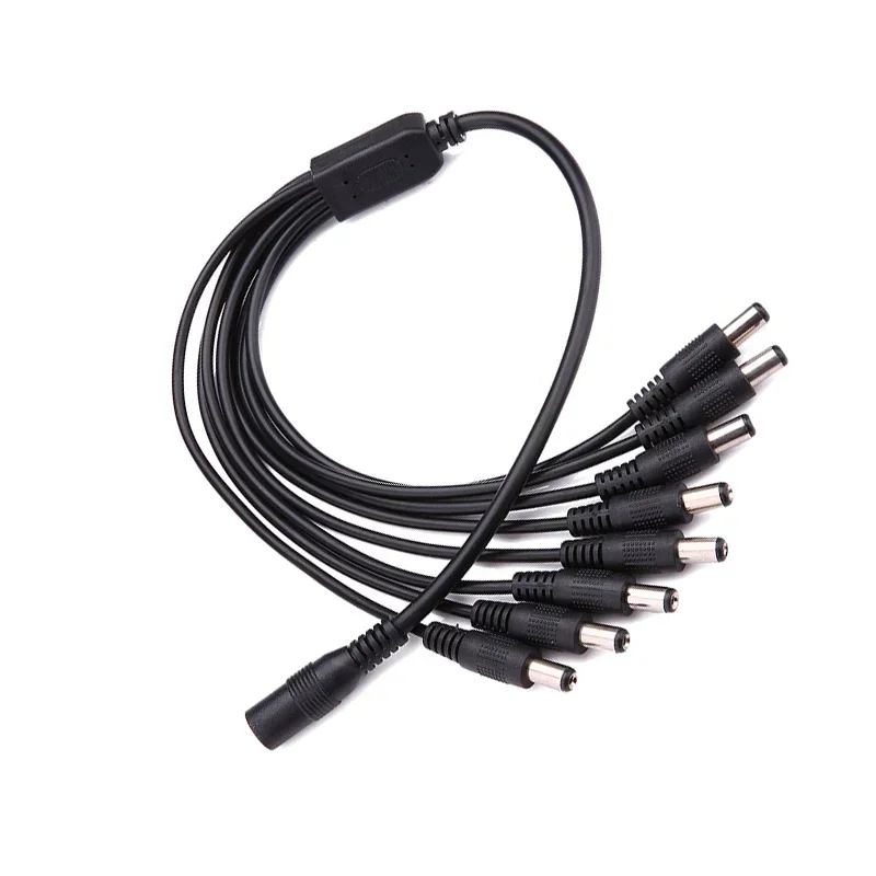 5.5mm x 2.1mm 1 fêmea para 4 maneiras 8 maneiras macho dc divisor de energia adaptador de cabo 12v para acessórios de câmera de segurança cctv