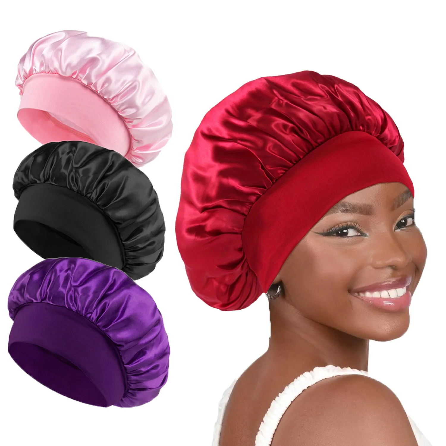 Cuffia da doccia Parrucchiere Cappello per la cura dei capelli Cuffia da doccia mensile ad alta elasticità Cuffia da notte in raso per allattamento femminile