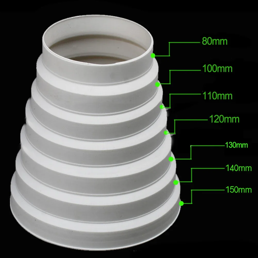 Cooker Hood Duct Reducer Extractor Fan Exhaust PVC Pipe 80-150mm Connector Conversion Ring Joint Reducing Ring Kitchen Supplies