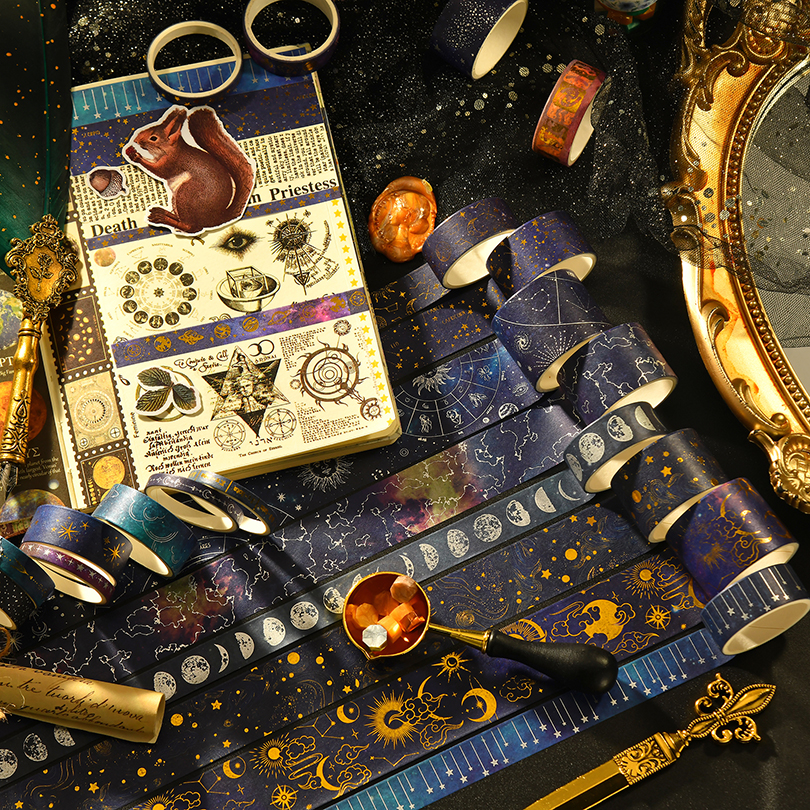 20Pcs 우주 Washi 테이프 스크랩북 용품 마스킹 테이프 별이 빛나는 하늘 저널 일기 Cinta Adhesiva Decorativa Washi 테이프 세트