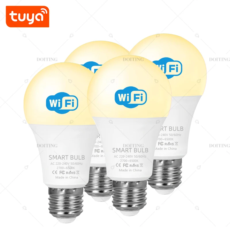 Smart Life Tuya WiFi E27 Lampadina LED App Controllo vocale dimmerabile Funziona con Alexa Google Assistant 220V 2700-6500K