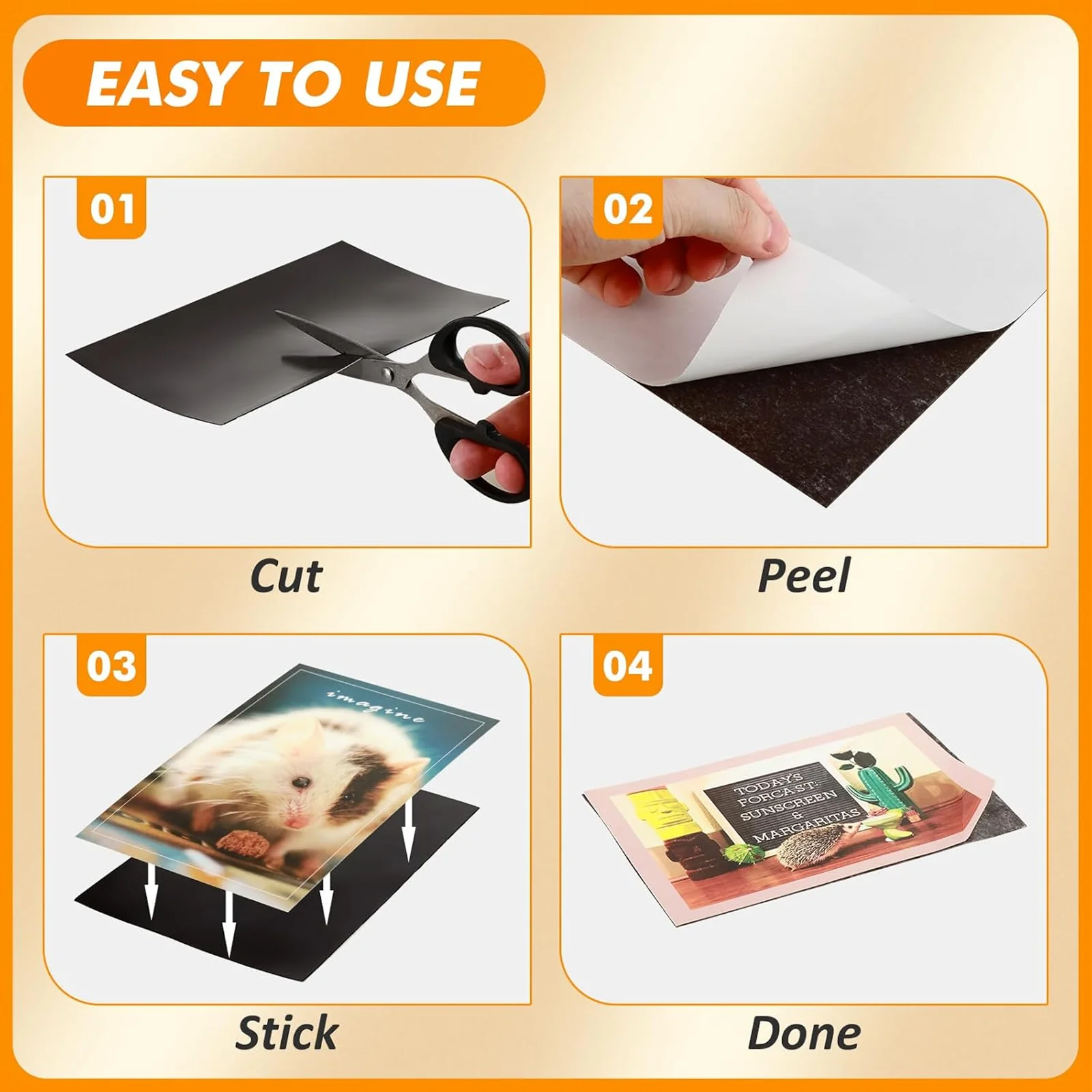 5/10 Sheets A4 Self-Adhesive Magnetic Sheets 8.3 X 11.7 Inches Flexible Sticky Magnetic Paper 12Mil for Office & Home Use