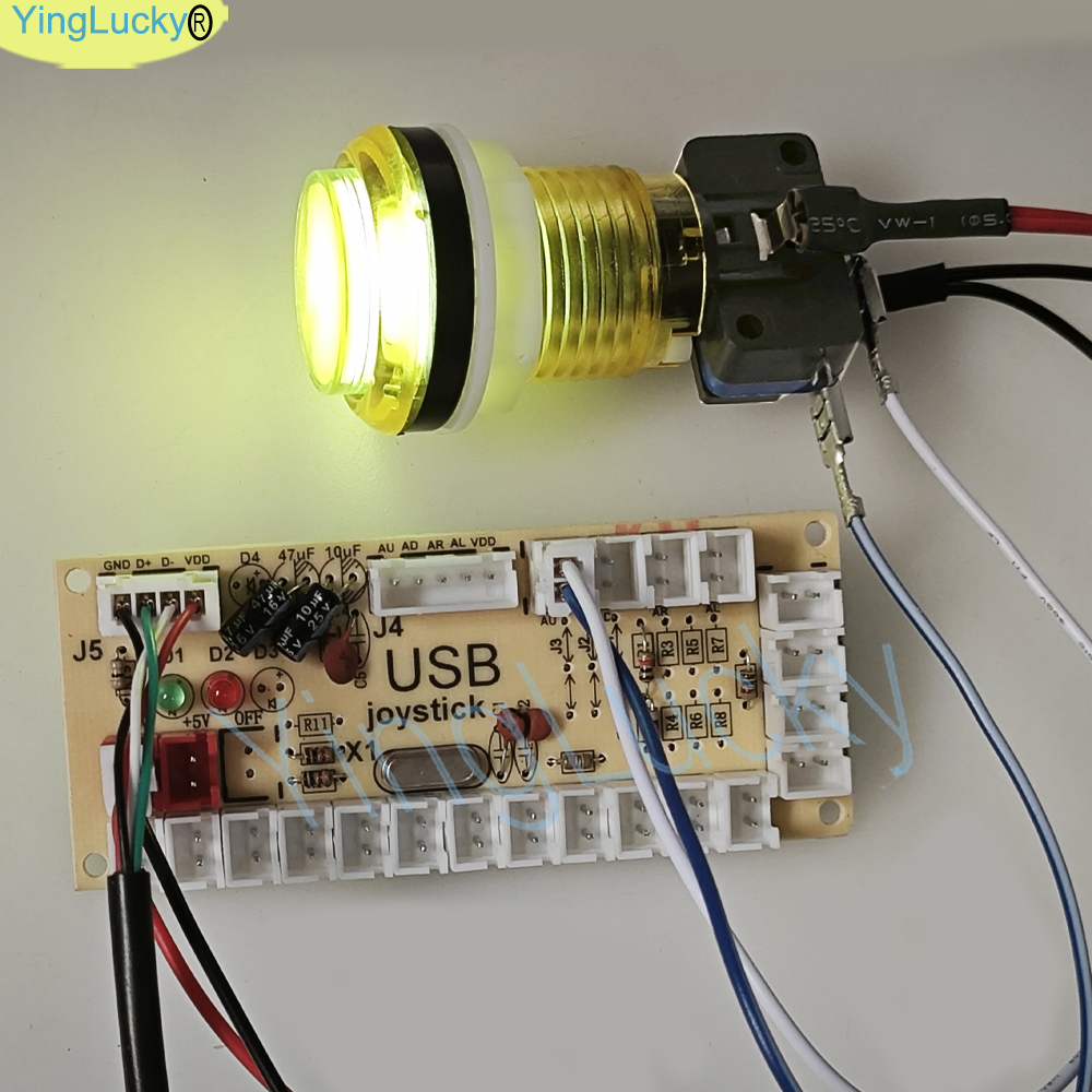 Bằng Không Chậm Trễ Arcade DIY Bộ Arcade Phần Lưng 2 * Sanwa Joystick 2*5V Led Nút Nhấn 2 * USB Với Máy Tính/Raspberry Pi Ban