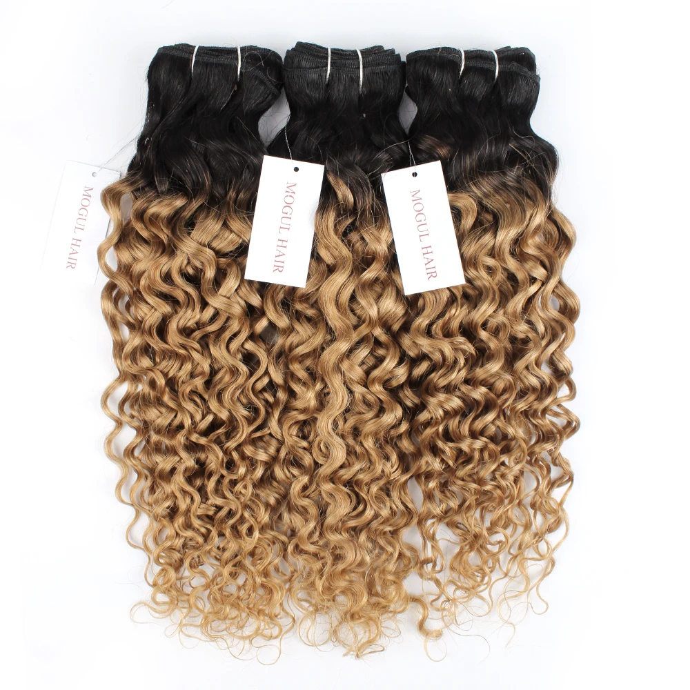 1 Bundle Water Wave สีน้ำตาลเข้ม Ombre ผมสีบลอนด์สีดำธรรมชาติ10-30นิ้ว Remy เส้นผมมนุษย์ extension Mogul ผม