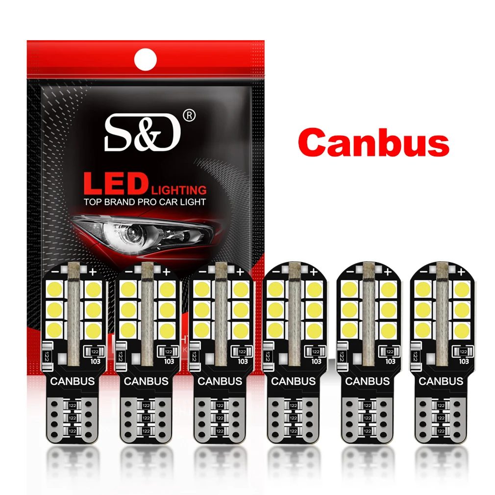 6 Buah W5W LED T10 Led Canbus 168 194 Bohlam LED 24SMD Lampu Penanda Sisi Mobil Lampu Plat Nomor Putih Biru Kuning Merah Muda 12V 6000K